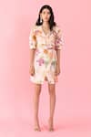 Aroop Shop India_Peach Cotton Rylee Organic Printed Dress _Online_at_Aza_Fashions