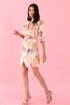 Buy_Aroop Shop India_Peach Cotton Rylee Organic Printed Dress _Online_at_Aza_Fashions