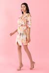 Shop_Aroop Shop India_Peach Cotton Rylee Organic Printed Dress _Online_at_Aza_Fashions