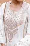 Shop Gulabo Jaipur White Cotton Embroidery, Lace Round Neck Emira Zardozi Hand Kurta Set Online at Aza Fashions Shop_Gulabo Jaipur_White Cotton Embroidery, Lace Round Neck Emira Zardozi Hand Kurta Set _Online_at_Aza_Fashions