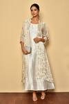 Buy_Khwaab by Sanjana Lakhani_Silver Cotton Silk Kurta And Jacket Set_at_Aza_Fashions