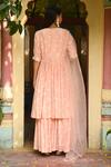 Shop_Rekha Agra_Pink Crinkled Cotton Satin V Neck Printed Anarkali Set _at_Aza_Fashions