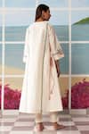 Shop_Ikai By Ragini Ahuja_White Chanderi Round A-line Rose Pattern Kurta_at_Aza_Fashions
