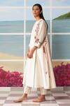 Ikai By Ragini Ahuja_White Chanderi Round A-line Rose Pattern Kurta_Online_at_Aza_Fashions