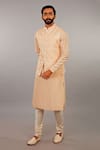 Buy_Vanshik_Peach Cotton Silk Embroidered Bundi And Kurta Set _at_Aza_Fashions