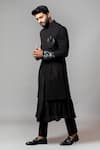 Buy_Paarsh_Black Sherwani Jacquard Kurta Silk Trousers Suiting And Set _at_Aza_Fashions