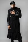 Buy_Paarsh_Black Sherwani Jacquard Kurta Silk Trousers Suiting And Set _Online_at_Aza_Fashions