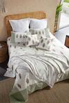 Buy_Houmn_Green Cotton Printed Conifer Block Queen Bedsheet Set_at_Aza_Fashions