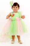 Buy_Lil Angels_Green Net Fringe, Applique Dress _at_Aza_Fashions