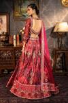 Shop_House of Zyrra by Laxmishriali_Maroon Blouse - Dupion And Net, Dupatta- Net, Lehenga - Geometric Bridal Set_at_Aza_Fashions