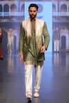 Buy_Soniya G_Green Silk Blend Foil Jacket Kurta Set _Online_at_Aza_Fashions