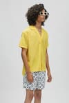 Buy_Terra Luna_Yellow 100% Organic Handloom Cotton Plain Palawan Camp Collar Shirt _at_Aza_Fashions