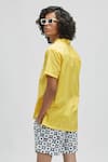 Shop_Terra Luna_Yellow 100% Organic Handloom Cotton Plain Palawan Camp Collar Shirt _at_Aza_Fashions