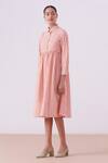 The Summer House_Cream Organic Cotton Poplin Alisa Checkered Print Dress_Online_at_Aza_Fashions