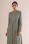 Ekaya Banaras_Green Silk Round Handwoven Kurta Set  _Online_at_Aza_Fashions
