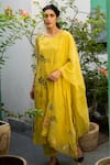 Buy_Vaayu_Yellow Cotton Chanderi Kurta Set  _at_Aza_Fashions