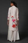 Shop_Balance by Rohit Bal_White Chanderi Printed Floral Mandarin Collar Tunic And Palazzo Set _at_Aza_Fashions