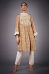 Shop_RI.Ritu Kumar_Beige Viscose Georgette Round Printed Kurta And Pant Set _Online_at_Aza_Fashions