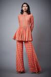 Buy_RI.Ritu Kumar_Orange Rayon Peplum Kurta And Pant Set_at_Aza_Fashions