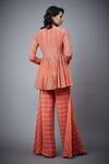 Shop_RI.Ritu Kumar_Orange Rayon Peplum Kurta And Pant Set_at_Aza_Fashions