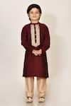 Buy_Arihant Rai Sinha_Maroon Cotton Silk Embroidery Thread And Gota Patti Kurta & Pant Set _at_Aza_Fashions