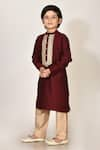 Buy_Arihant Rai Sinha_Maroon Cotton Silk Embroidery Thread And Gota Patti Kurta & Pant Set _Online_at_Aza_Fashions