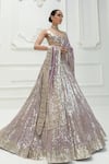 Shop_Manish Malhotra_Purple Embroidered Lehenga Set_at_Aza_Fashions