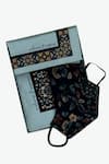 Buy_Rabani & Rakha_Black Floral Face Mask And Pocket Square Gift Box _at_Aza_Fashions