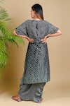 Shop_Dyelogue_Grey Mulberry Silk Bandhani Kurta And Draped Skirt Set  _at_Aza_Fashions