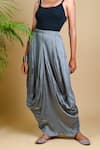 Buy_Dyelogue_Grey Mulberry Silk Bandhani Kurta And Draped Skirt Set  _Online_at_Aza_Fashions