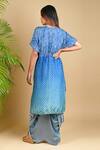 Shop_Dyelogue_Blue Modal Satin, Mulberry Silk Bandhani Kurta And Draped Skirt Set _at_Aza_Fashions
