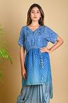 Buy_Dyelogue_Blue Modal Satin, Mulberry Silk Bandhani Kurta And Draped Skirt Set _Online_at_Aza_Fashions