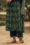 Shop Gulabo Jaipur Green Kurta, Pant And Dupatta Georgette Round Bandhani Print Anarkali Set Online at Aza Fashions Shop_Gulabo Jaipur_Green Kurta, Pant And Dupatta Georgette Round Bandhani Print Anarkali Set _Online_at_Aza_Fashions
