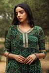Gulabo Jaipur Green Kurta, Pant And Dupatta Georgette Round Bandhani Print Anarkali Set at Aza Fashions Gulabo Jaipur_Green Kurta, Pant And Dupatta Georgette Round Bandhani Print Anarkali Set _at_Aza_Fashions