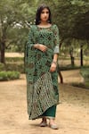 Shop Gulabo Jaipur Green Kurta, Pant And Dupatta Georgette, Slip Round Bandhani Print Set Online at Aza Fashions Shop_Gulabo Jaipur_Green Kurta, Pant And Dupatta Georgette, Slip Round Bandhani Print Set _Online_at_Aza_Fashions