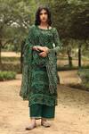 Gulabo Jaipur Green Kurta, Pant And Dupatta Georgette, Slip Round Bandhani Print Set Online at Aza Fashions Gulabo Jaipur_Green Kurta, Pant And Dupatta Georgette, Slip Round Bandhani Print Set _Online_at_Aza_Fashions