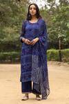 Gulabo Jaipur_Blue Kurta Round Bandhani Print Set _Online_at_Aza_Fashions