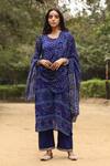 Buy_Gulabo Jaipur_Blue Kurta Round Bandhani Print Set _at_Aza_Fashions