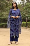 Shop_Gulabo Jaipur_Blue Kurta Round Bandhani Print Set _Online_at_Aza_Fashions