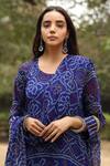 Gulabo Jaipur_Blue Kurta Round Bandhani Print Set _at_Aza_Fashions