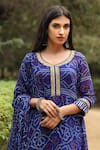 Gulabo Jaipur Blue Kurta, Pant And Dupatta Georgette Round Bandhani Print Anarkali Set at Aza Fashions Gulabo Jaipur_Blue Kurta, Pant And Dupatta Georgette Round Bandhani Print Anarkali Set _at_Aza_Fashions