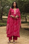 Gulabo Jaipur Pink Kurta, Pant And Dupatta Georgette Round Bandhani Print Anarkali Set Online at Aza Fashions Gulabo Jaipur_Pink Kurta, Pant And Dupatta Georgette Round Bandhani Print Anarkali Set _Online_at_Aza_Fashions