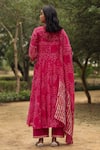 Shop Gulabo Jaipur Pink Kurta, Pant And Dupatta Georgette Round Bandhani Print Anarkali Set at Aza Fashions Shop_Gulabo Jaipur_Pink Kurta, Pant And Dupatta Georgette Round Bandhani Print Anarkali Set _at_Aza_Fashions