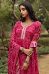 Gulabo Jaipur Pink Kurta, Pant And Dupatta Georgette Round Bandhani Print Anarkali Set at Aza Fashions Gulabo Jaipur_Pink Kurta, Pant And Dupatta Georgette Round Bandhani Print Anarkali Set _at_Aza_Fashions