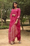 Gulabo Jaipur Pink Kurta, Pant And Dupatta Georgette, Slip Round Bandhani Print Set Online at Aza Fashions Gulabo Jaipur_Pink Kurta, Pant And Dupatta Georgette, Slip Round Bandhani Print Set _Online_at_Aza_Fashions