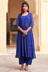 Shop_Gulabo Jaipur_Blue Georgette Round Bandhani Print Anarkali And Pant Set_at_Aza_Fashions