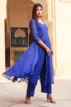 Gulabo Jaipur_Blue Georgette Round Bandhani Print Anarkali And Pant Set_Online_at_Aza_Fashions