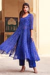 Buy_Gulabo Jaipur_Blue Georgette Round Bandhani Print Anarkali And Pant Set_at_Aza_Fashions