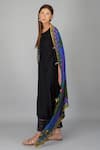 Devyani Mehrotra_Black Viscose Muslin Round Straight Kurta Set With Egyptian Print Dupatta _Online_at_Aza_Fashions