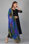 Buy_Devyani Mehrotra_Black Viscose Muslin Round Straight Kurta Set With Egyptian Print Dupatta _Online_at_Aza_Fashions